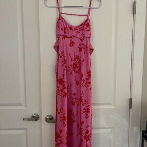 Lulu's Pink & Orange Floral Midi Dress